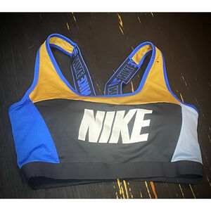 Women's Nike Dri-Fit Sports Bra L Black Gold Blue